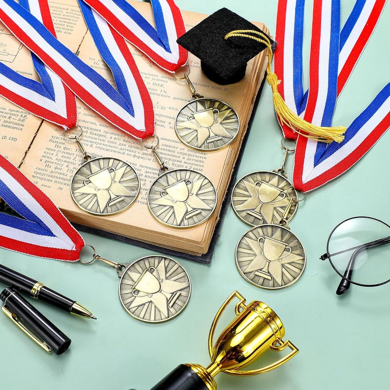 Quelay 30 Pcs 2'' Award Medals Bulk Gold Winner Medals with Neck Ribbons Metal Trophy Award Prize Gift for Tournaments, Competitions, Party, Kids and Adults - Image 4